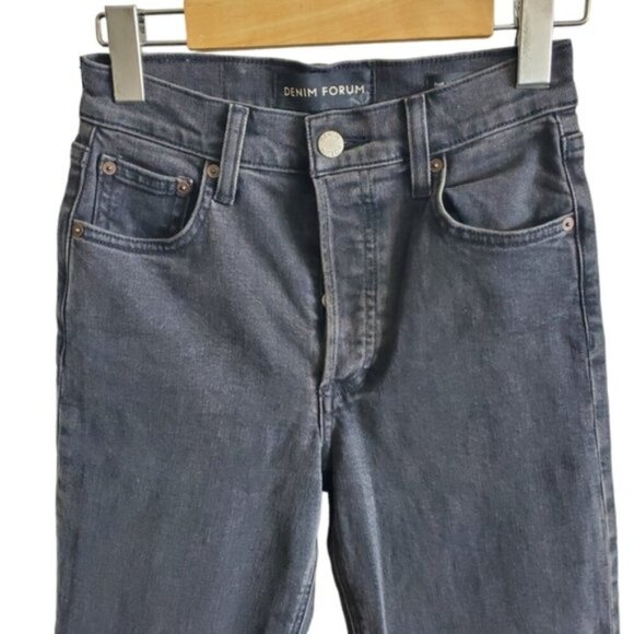 Aritzia Denim Forum Black Wash The Arlo High-rise Straight 28L Size 23 - Picture 3 of 8